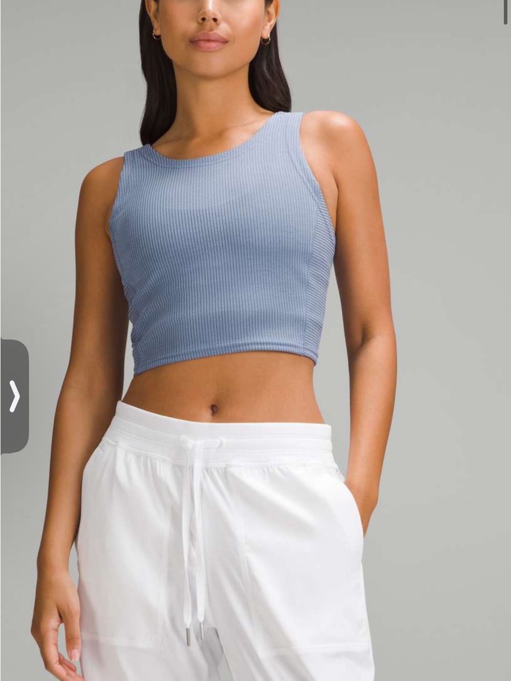 Lululemon Ribbed Softstreme Crop Tank in Oasis Blue